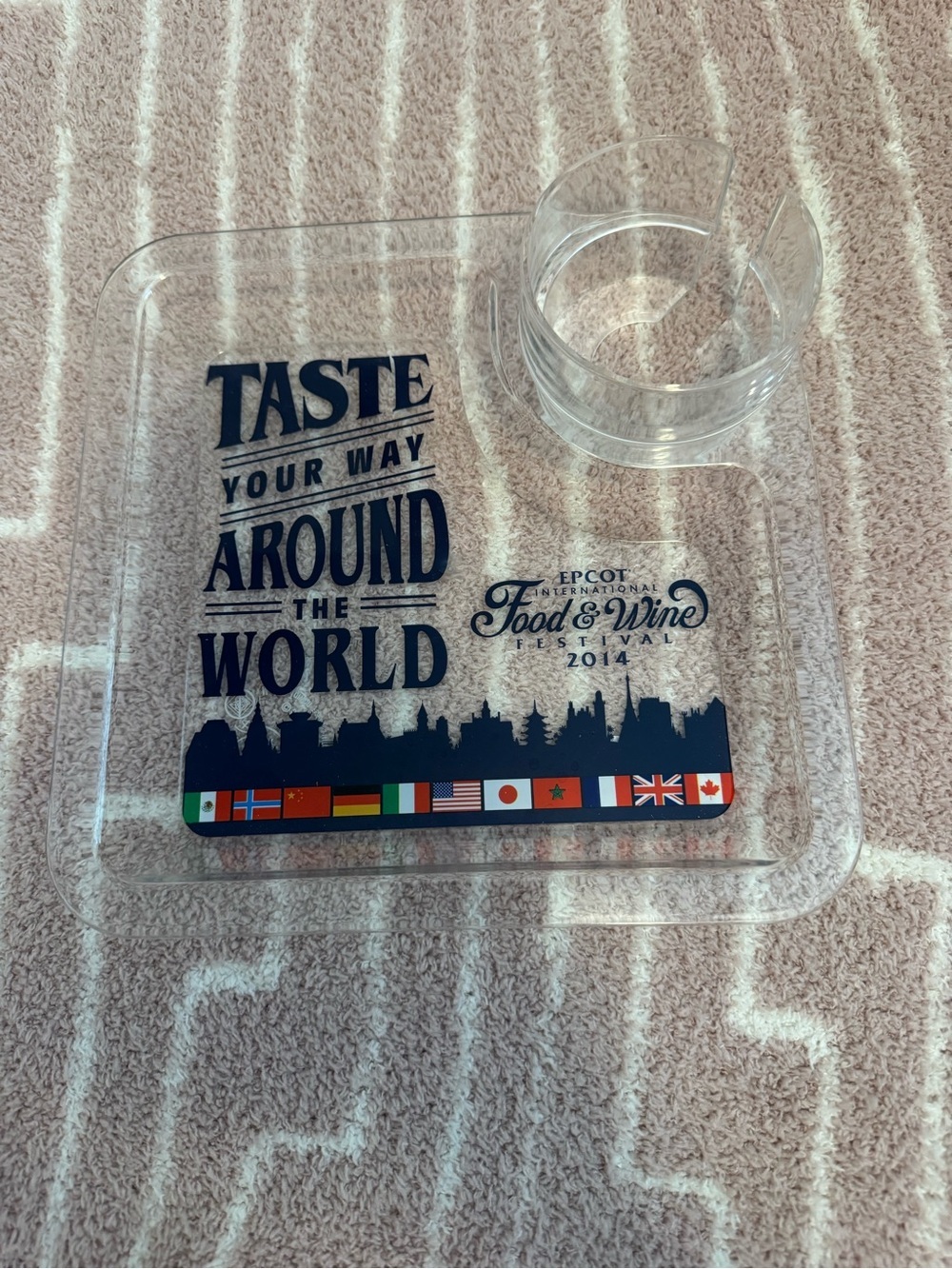 Disney EPCOT Food & Wine Festival 2014 Acrylic Snack Tray Cup Holder